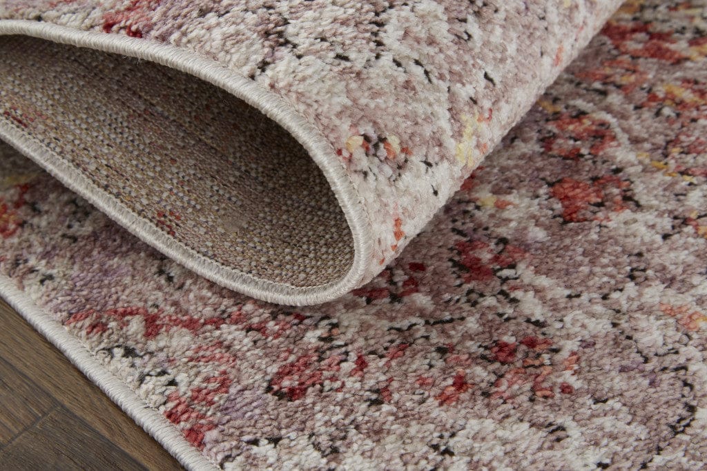 4' X 6' Pink Ivory And Gray Abstract Stain Resistant Area Rug