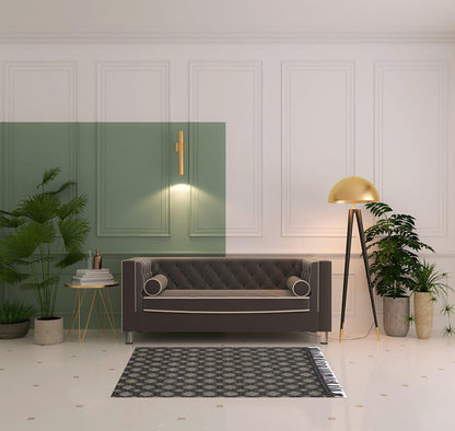 4' X 6' Black And Ivory Wool Geometric Hand Woven Area Rug With Fringe