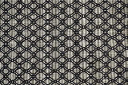 4' X 6' Black And Ivory Wool Geometric Hand Woven Area Rug With Fringe