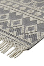 4' X 6' Gray And Ivory Wool Geometric Hand Woven Area Rug With Fringe
