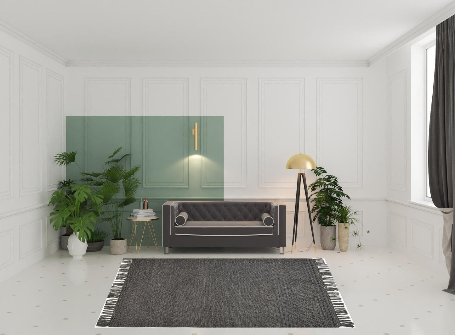 4' X 6' Gray Wool Geometric Hand Woven Area Rug With Fringe