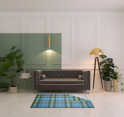 4' X 6' Blue Green And Black Abstract Hand Woven Stain Resistant Area Rug