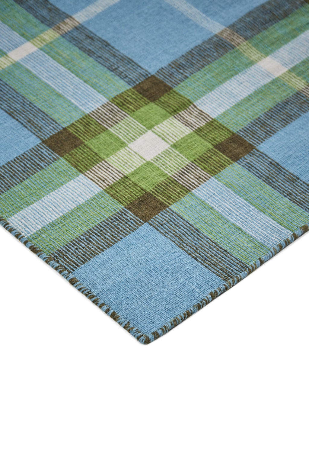 4' X 6' Blue Green And Black Abstract Hand Woven Stain Resistant Area Rug