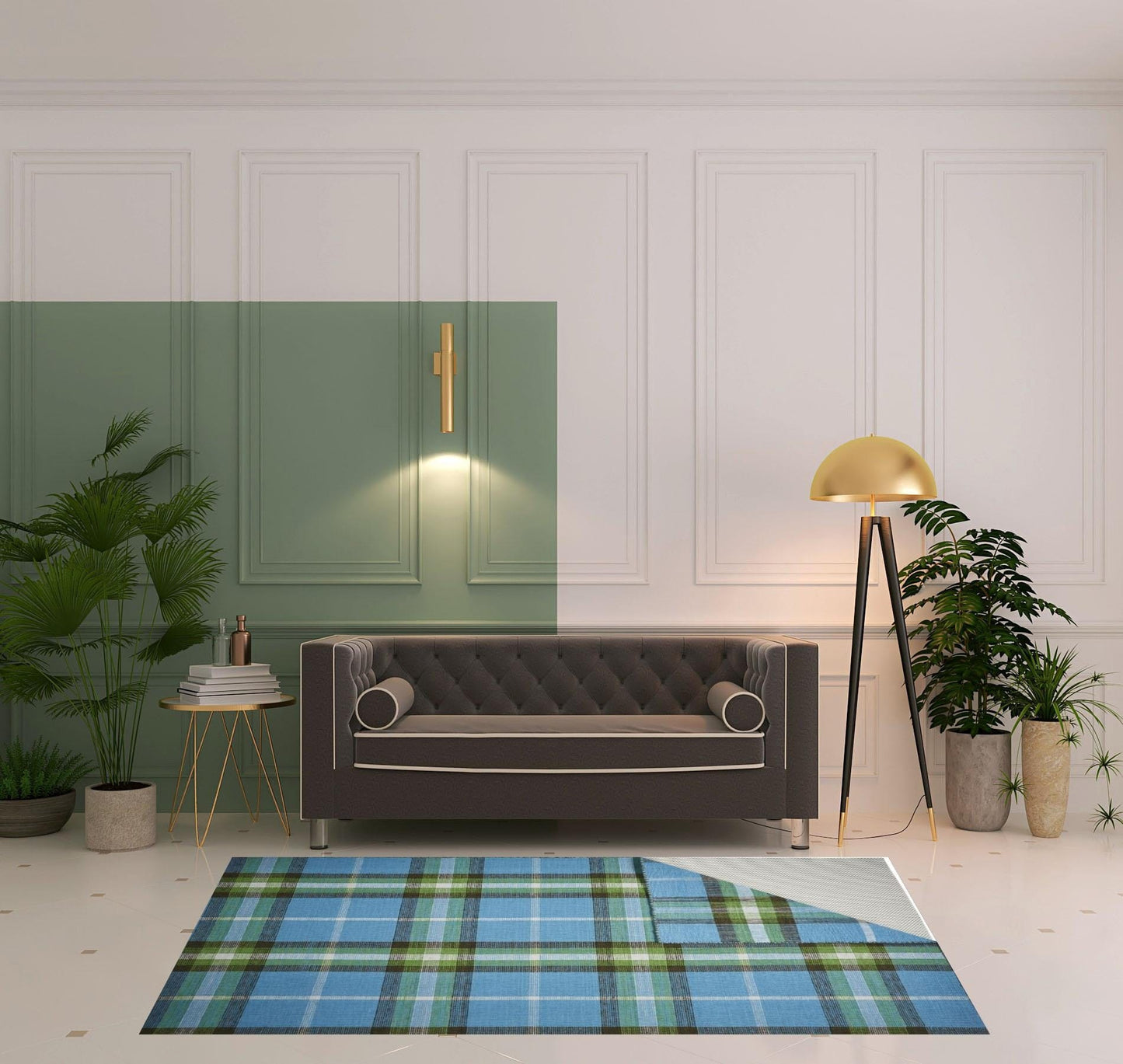 4' X 6' Blue Green And Black Abstract Hand Woven Stain Resistant Area Rug