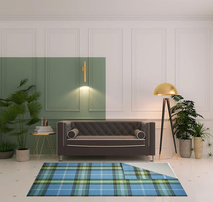 4' X 6' Blue Green And Black Abstract Hand Woven Stain Resistant Area Rug