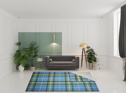 4' X 6' Blue Green And Black Abstract Hand Woven Stain Resistant Area Rug