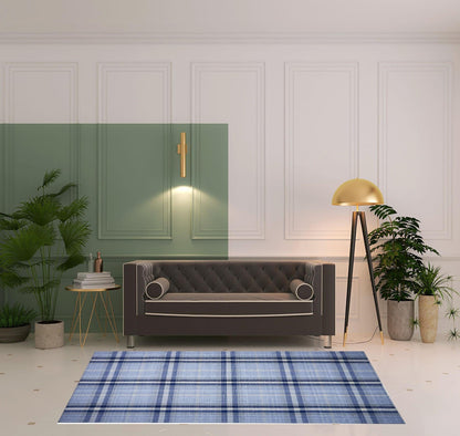 4' X 6' Blue Green And Black Abstract Hand Woven Stain Resistant Area Rug