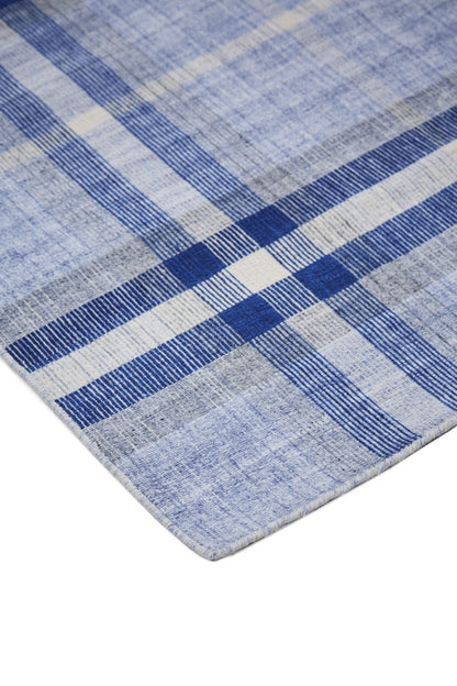 4' X 6' Blue Green And Black Abstract Hand Woven Stain Resistant Area Rug