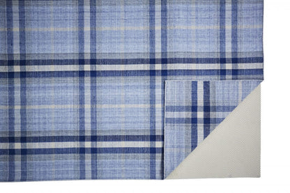 4' X 6' Blue Green And Black Abstract Hand Woven Stain Resistant Area Rug