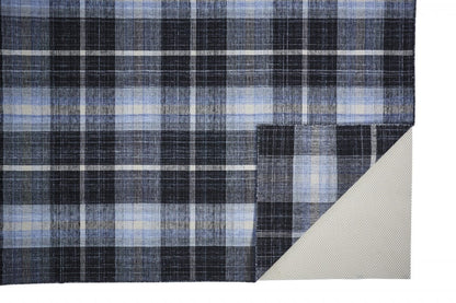 4' X 6' Blue Green And Black Abstract Hand Woven Stain Resistant Area Rug