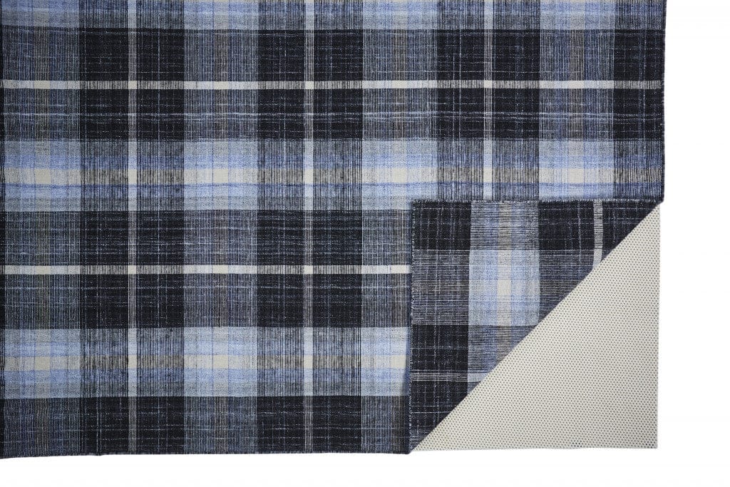 4' X 6' Blue Green And Black Abstract Hand Woven Stain Resistant Area Rug