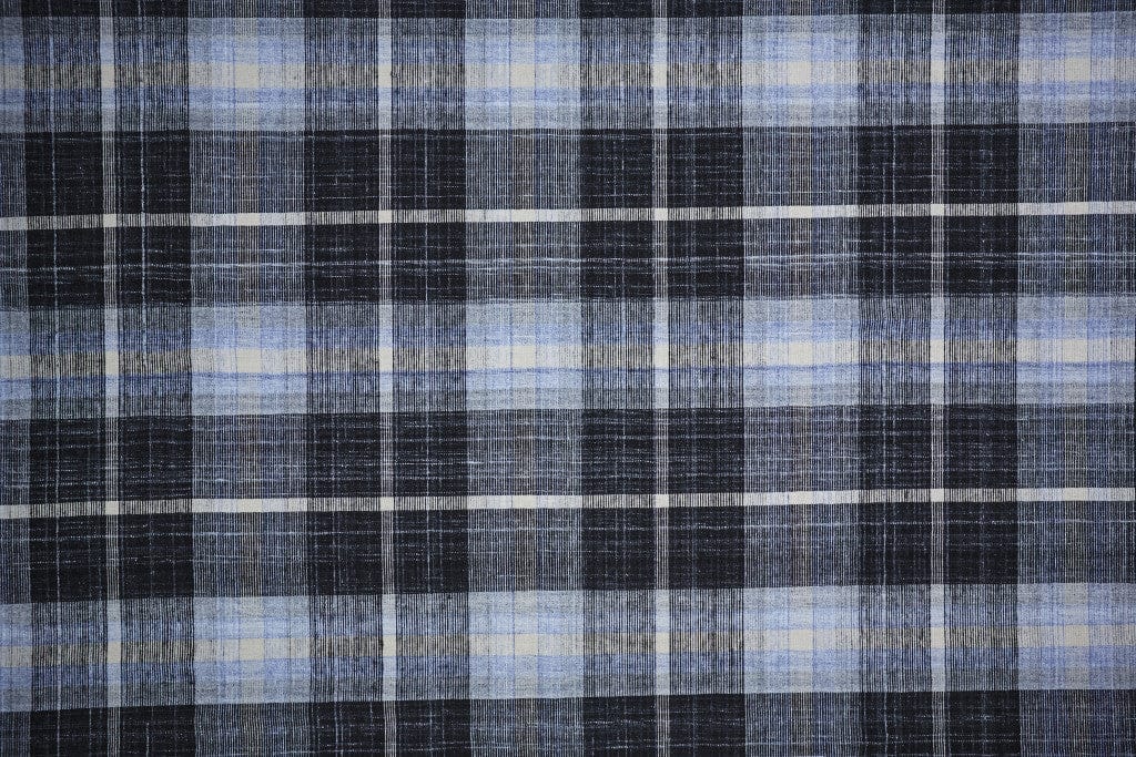 4' X 6' Blue Green And Black Abstract Hand Woven Stain Resistant Area Rug