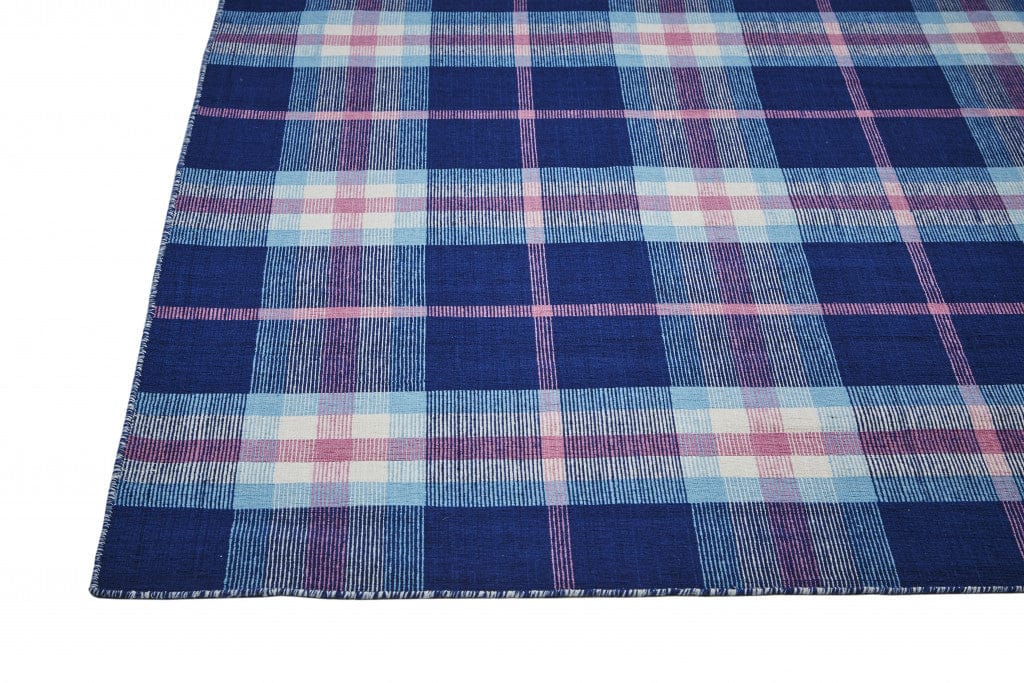 4' X 6' Blue Green And Black Abstract Hand Woven Stain Resistant Area Rug