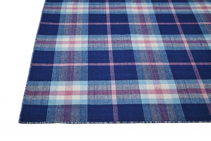 4' X 6' Blue Green And Black Abstract Hand Woven Stain Resistant Area Rug