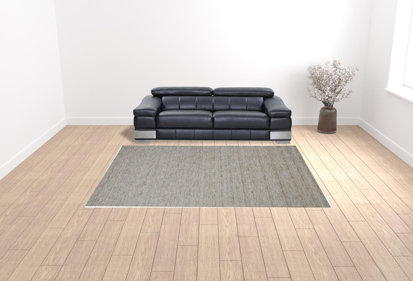 4' X 6' Gray And Black Hand Woven Area Rug