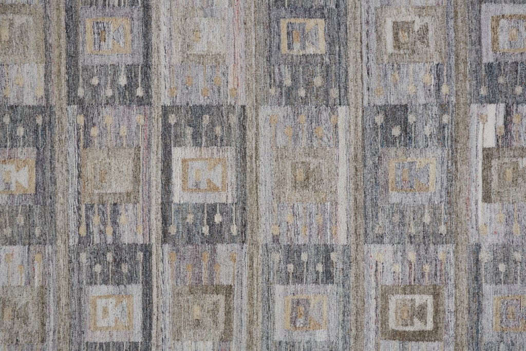 4' X 6' Gray Taupe And Tan Geometric Hand Woven Stain Resistant Area Rug With Fringe