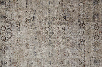 2' X 3' Taupe Ivory And Gray Abstract Distressed Area Rug With Fringe