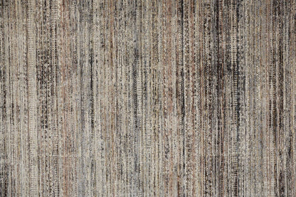 2' X 3' Ivory Gray And Black Abstract Distressed Area Rug With Fringe