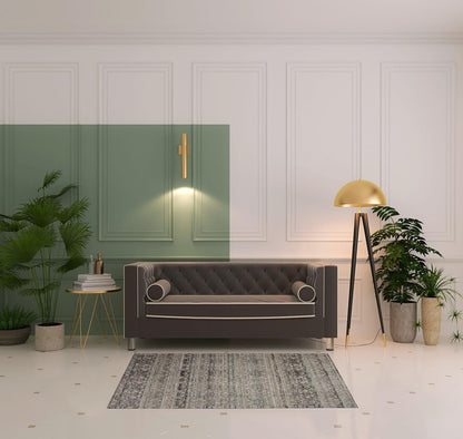 2' X 3' Gray Ivory And Tan Abstract Distressed Area Rug With Fringe