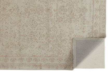 8' X 10' Blue And Silver Wool Floral Tufted Handmade Distressed Area Rug