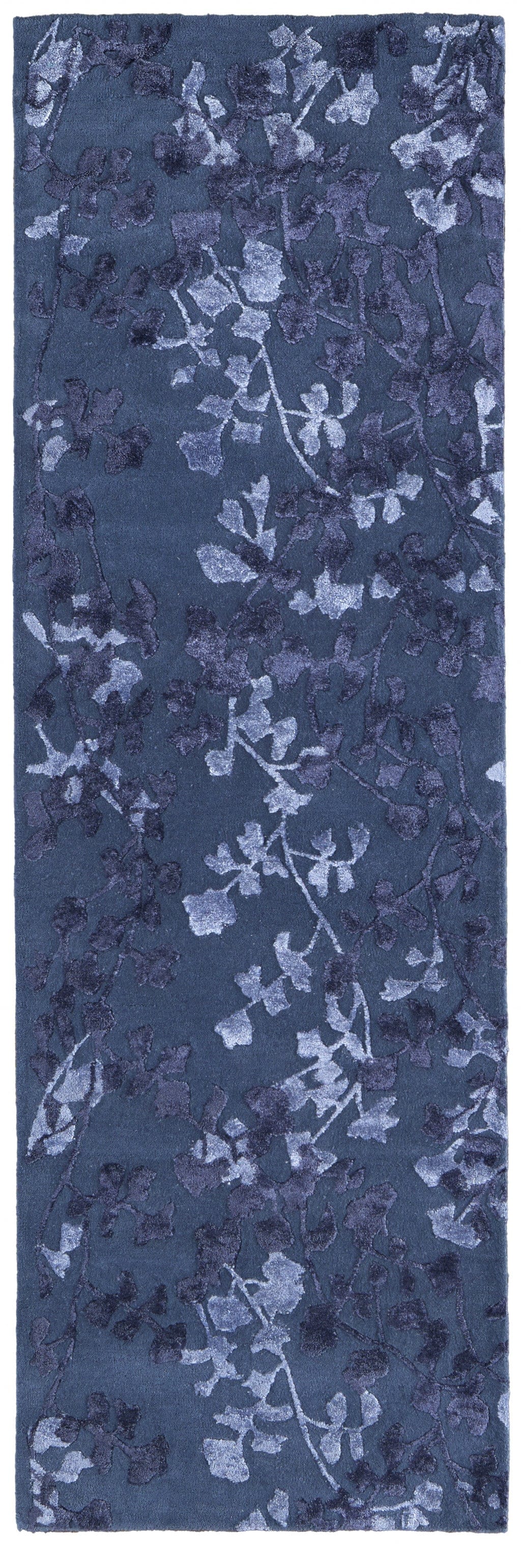 5' X 8' Blue Wool Floral Tufted Handmade Area Rug