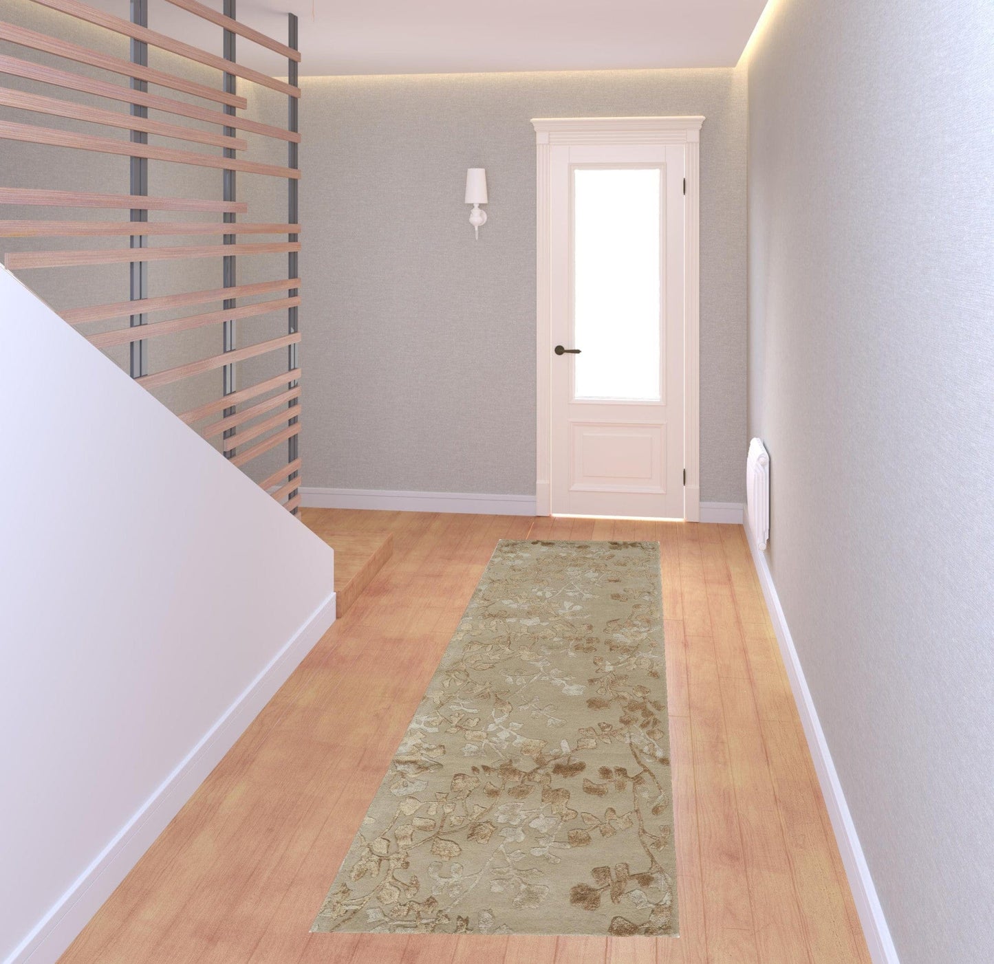 5' X 8' Blue Wool Floral Tufted Handmade Area Rug