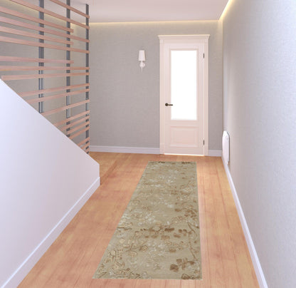 5' X 8' Blue Wool Floral Tufted Handmade Area Rug