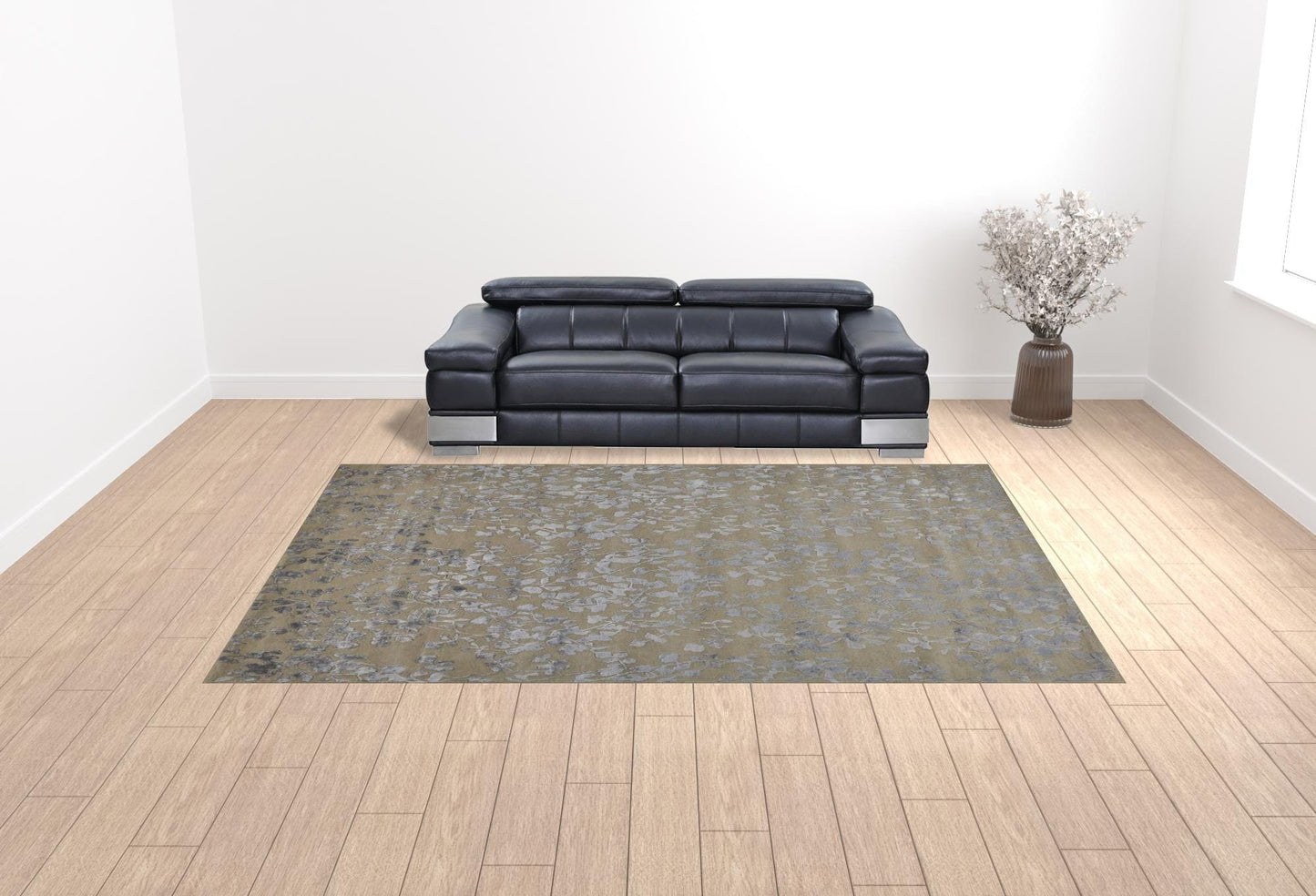 5' X 8' Blue Wool Floral Tufted Handmade Area Rug