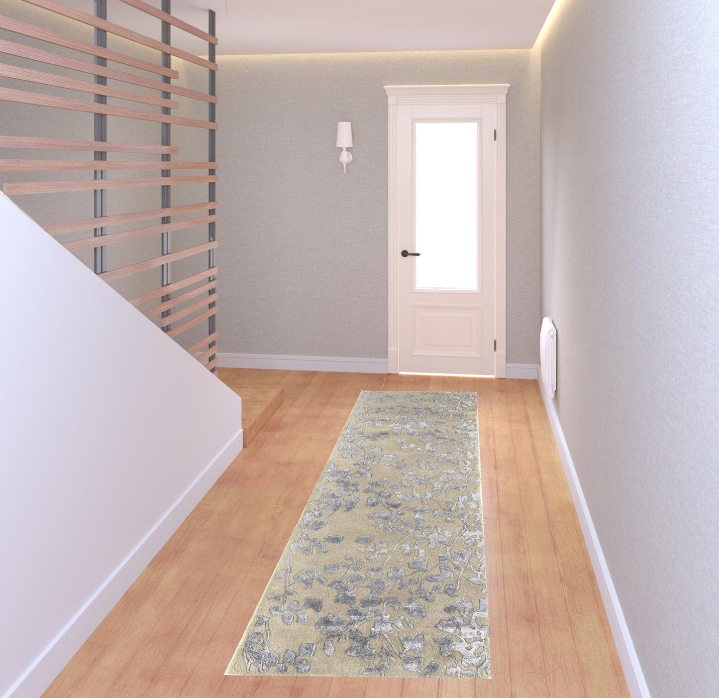 5' X 8' Blue Wool Floral Tufted Handmade Area Rug