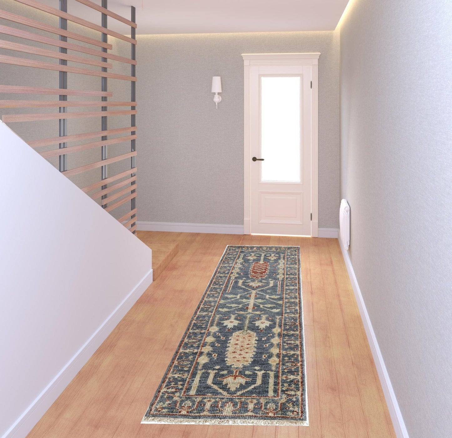 4' X 6' Gray Gold And Red Wool Floral Hand Knotted Stain Resistant Area Rug With Fringe