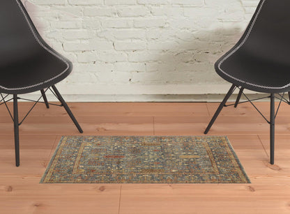 4' X 6' Gray Gold And Red Wool Floral Hand Knotted Stain Resistant Area Rug With Fringe