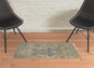 4' X 6' Blue Gold And Tan Wool Floral Hand Knotted Stain Resistant Area Rug With Fringe