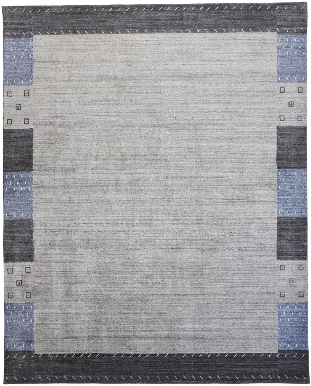 4' X 6' Gray Blue And Black Wool Hand Knotted Stain Resistant Area Rug