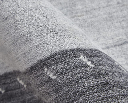 4' X 6' Gray Blue And Black Wool Hand Knotted Stain Resistant Area Rug