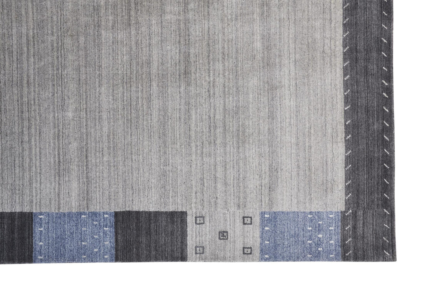 4' X 6' Gray Blue And Black Wool Hand Knotted Stain Resistant Area Rug