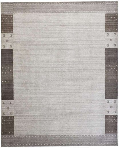 4' X 6' Gray Blue And Black Wool Hand Knotted Stain Resistant Area Rug