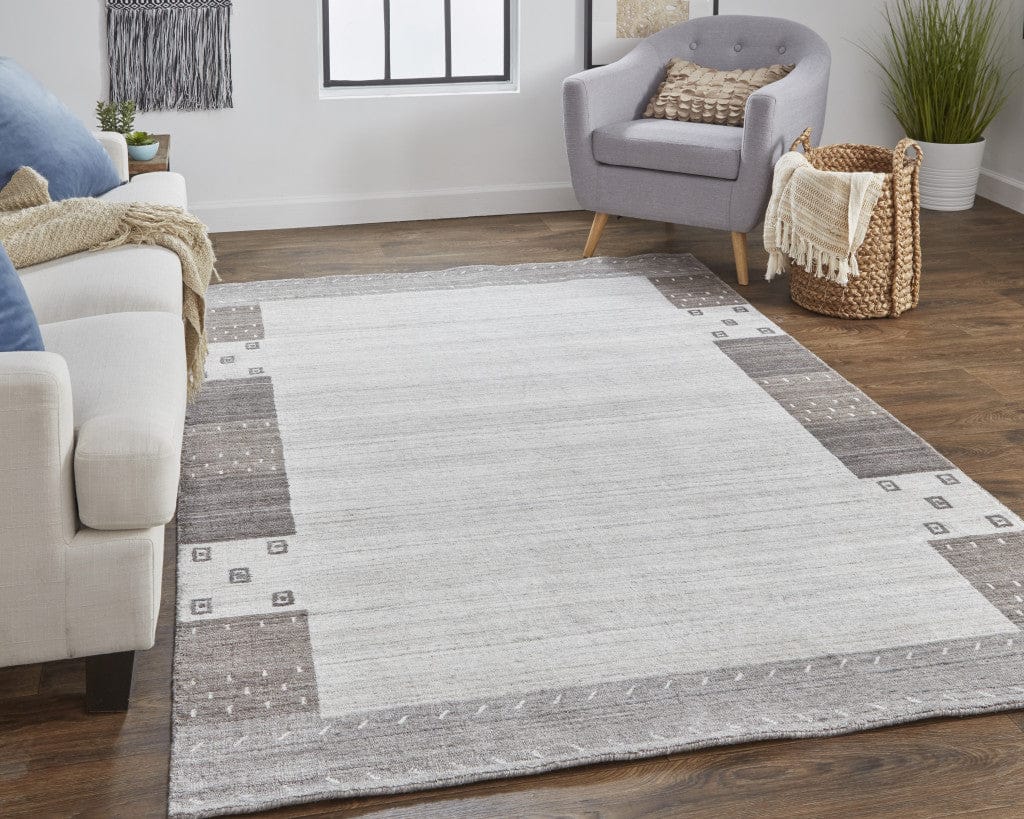 4' X 6' Gray Blue And Black Wool Hand Knotted Stain Resistant Area Rug