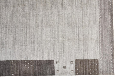 4' X 6' Gray Blue And Black Wool Hand Knotted Stain Resistant Area Rug
