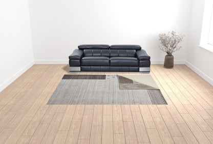 4' X 6' Gray Blue And Black Wool Hand Knotted Stain Resistant Area Rug