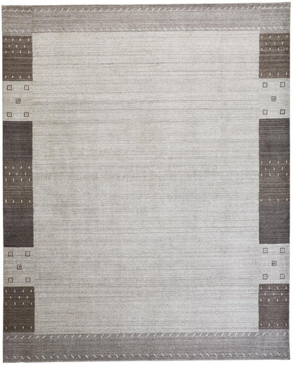 4' X 6' Gray Blue And Black Wool Hand Knotted Stain Resistant Area Rug