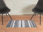 4' X 6' Gray Silver And Black Wool Striped Hand Knotted Stain Resistant Area Rug