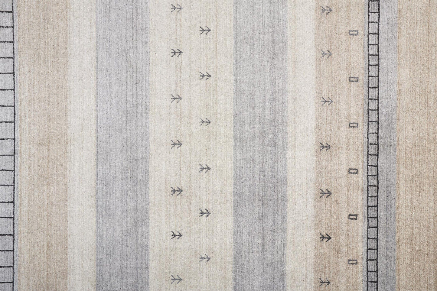 4' X 6' Ivory Tan And Gray Wool Striped Hand Knotted Stain Resistant Area Rug