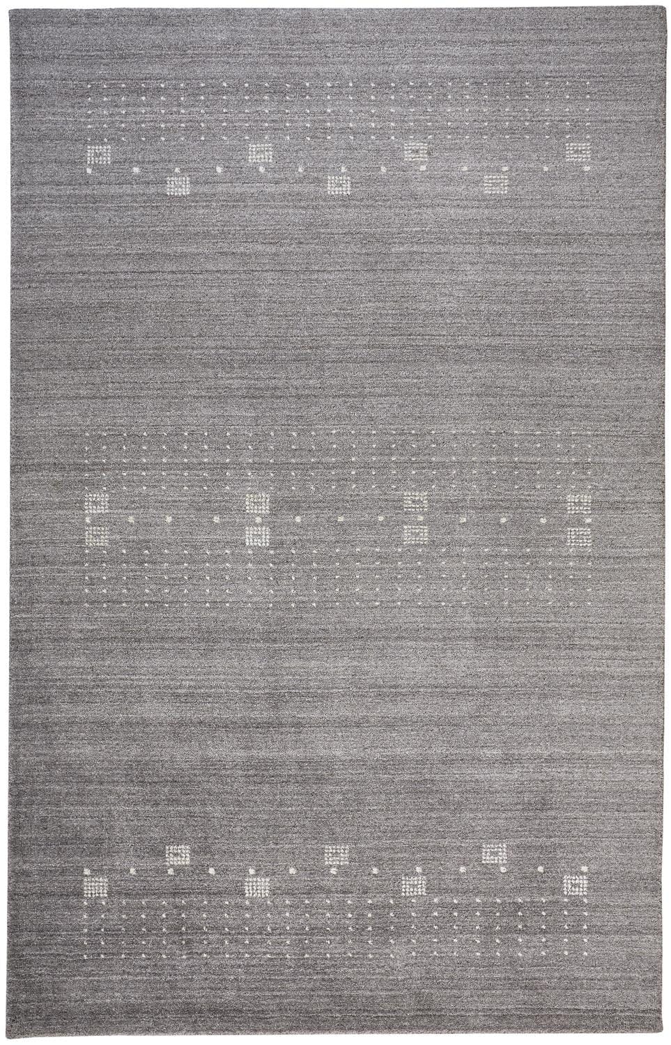 4' X 6' Gray And Ivory Wool Hand Knotted Stain Resistant Area Rug