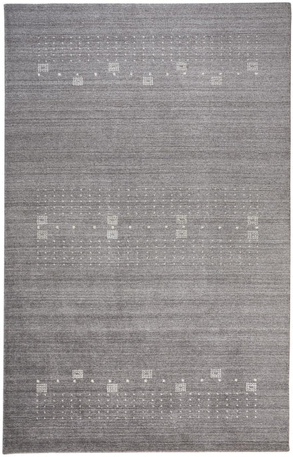 4' X 6' Gray And Ivory Wool Hand Knotted Stain Resistant Area Rug