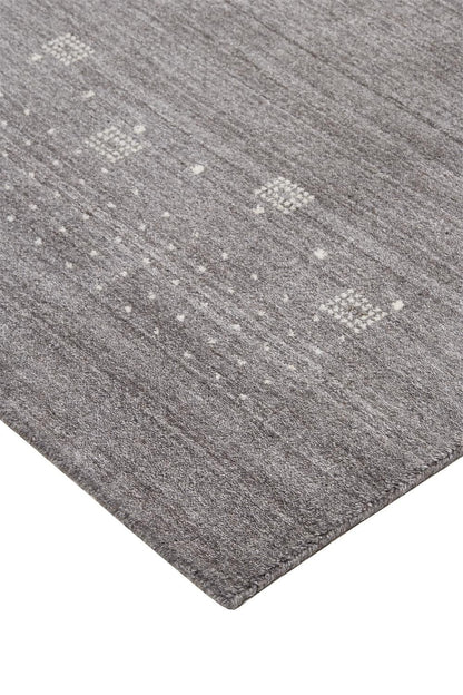 4' X 6' Gray And Ivory Wool Hand Knotted Stain Resistant Area Rug