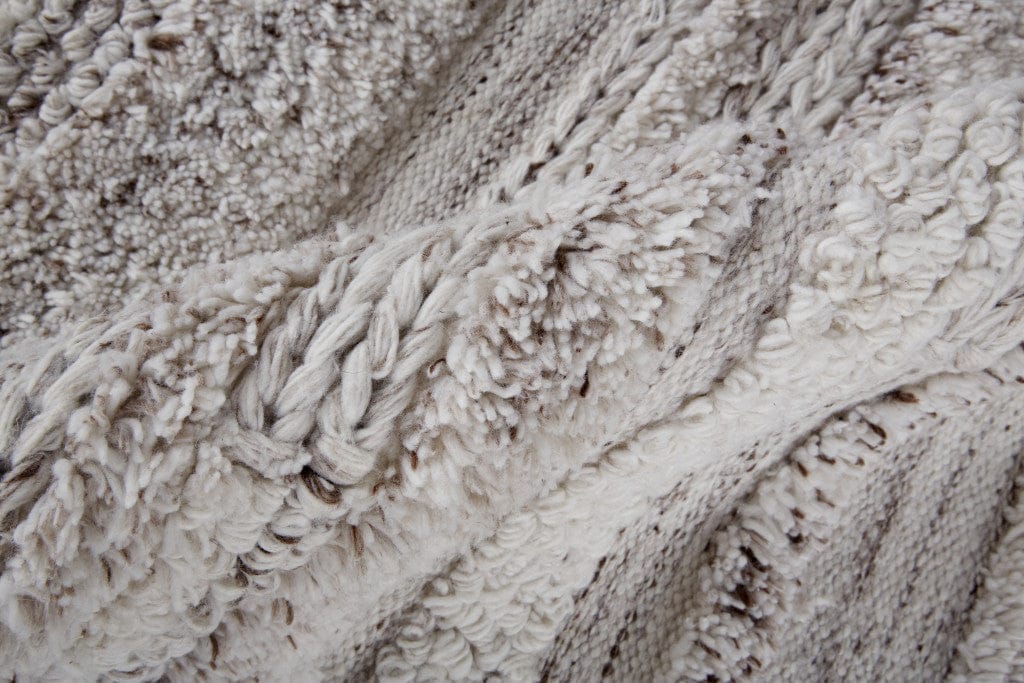 4' X 6' Ivory And Taupe Striped Hand Woven Stain Resistant Area Rug