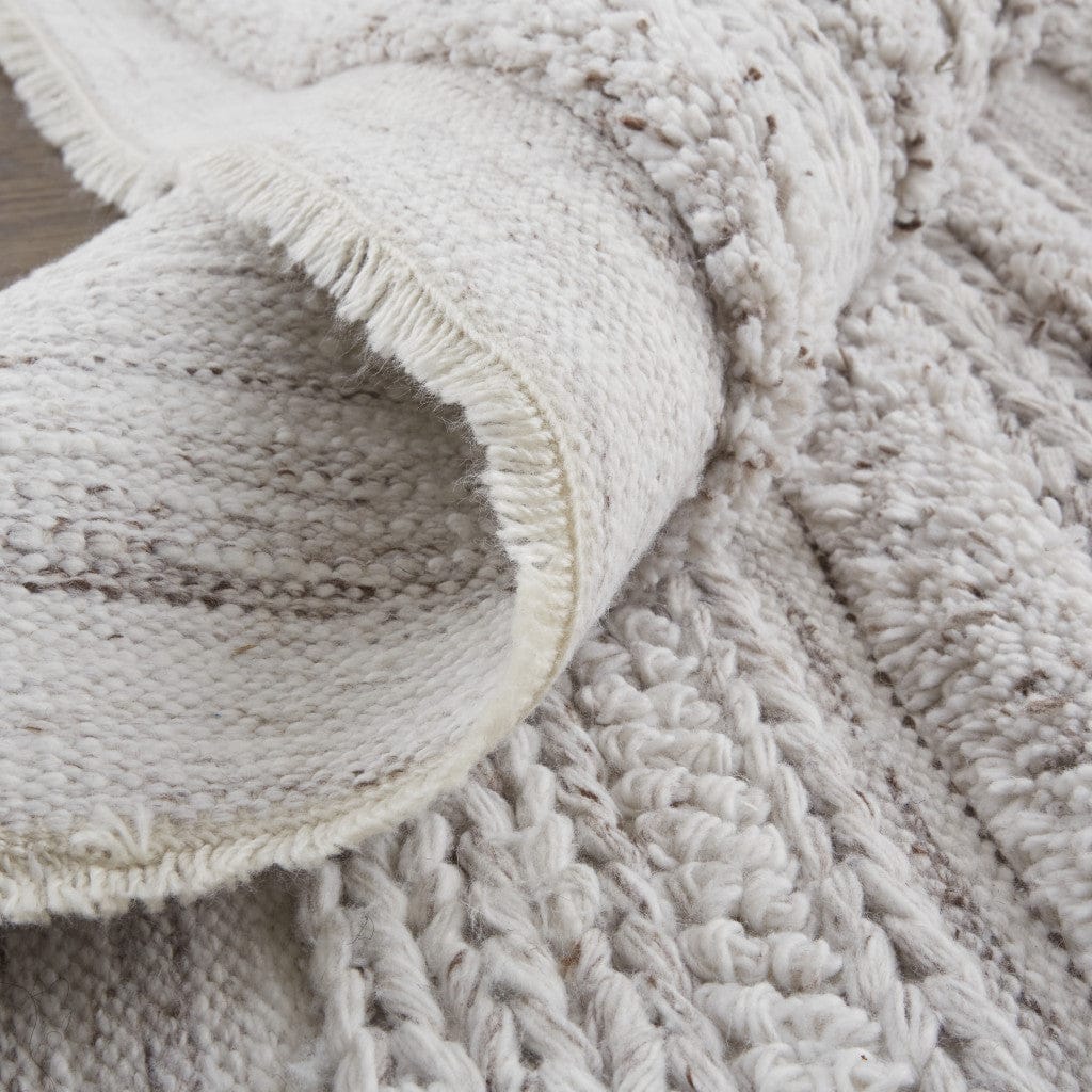 4' X 6' Ivory And Taupe Striped Hand Woven Stain Resistant Area Rug