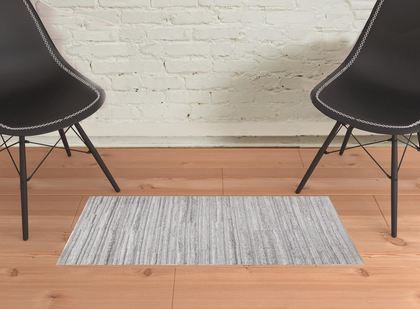 4' X 6' Ivory And Taupe Striped Hand Woven Stain Resistant Area Rug