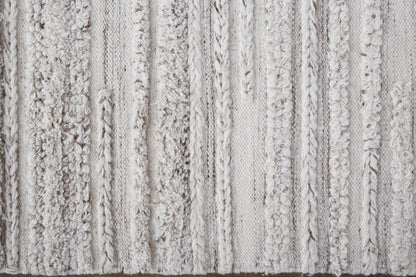 4' X 6' Ivory And Taupe Striped Hand Woven Stain Resistant Area Rug