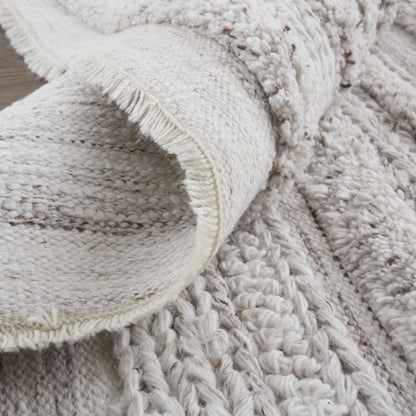 4' X 6' Ivory And Taupe Striped Hand Woven Stain Resistant Area Rug